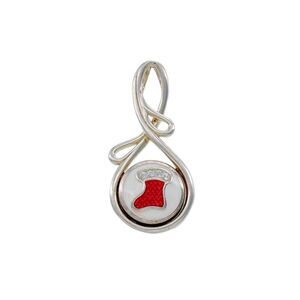 Estate Sterling Silver 925 Enamel Christmas Stocking Crystal Pendant